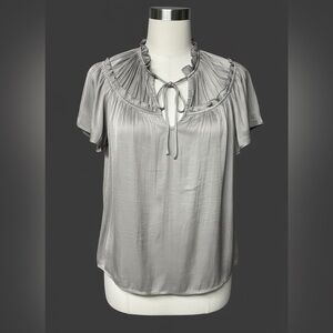 GAP Taupe Women's Blouse with Tie-Front